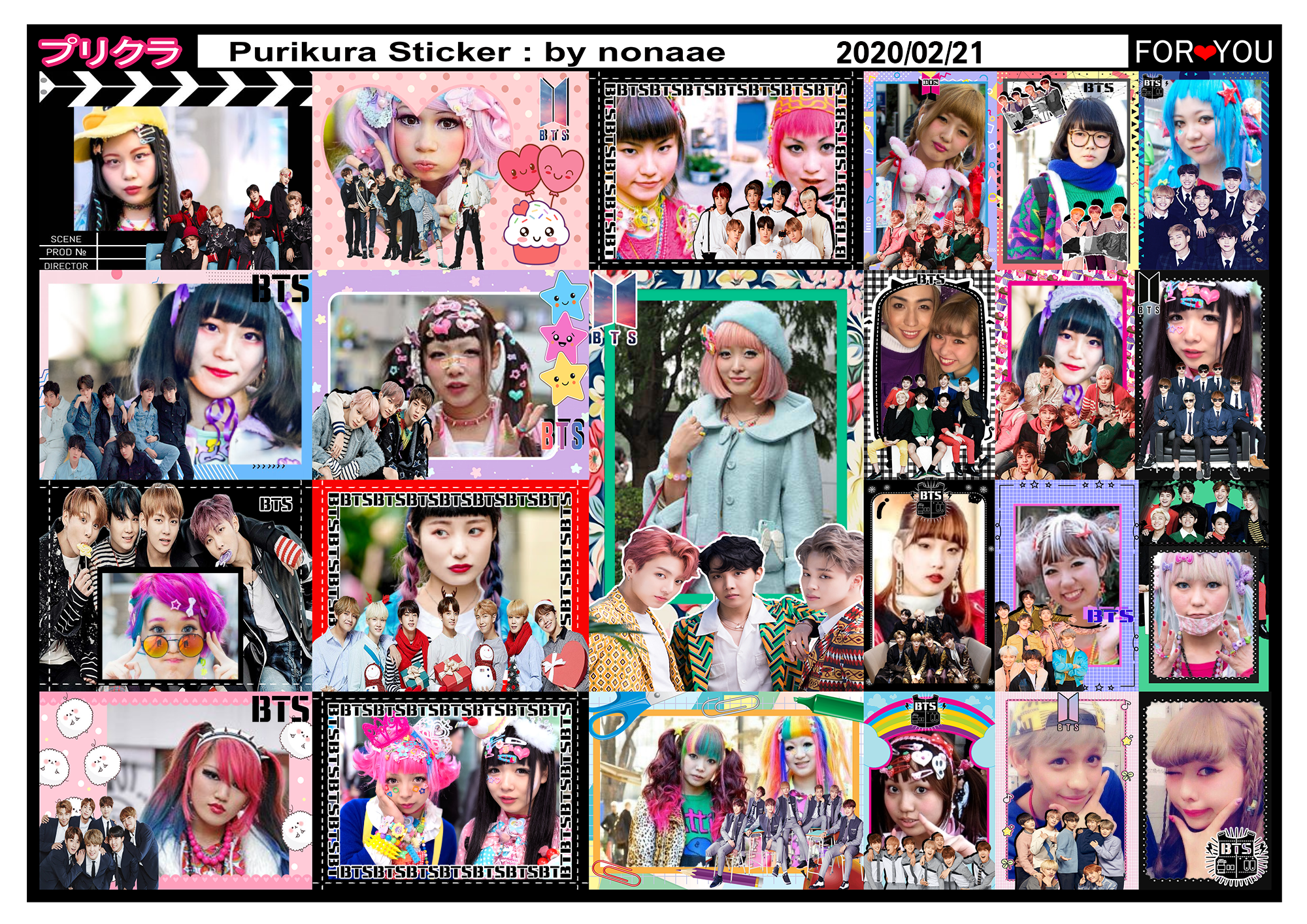 Photo stickers ~ Japanese style photo cute stickers Purikura 20 photo : SKT7 ( BTS )