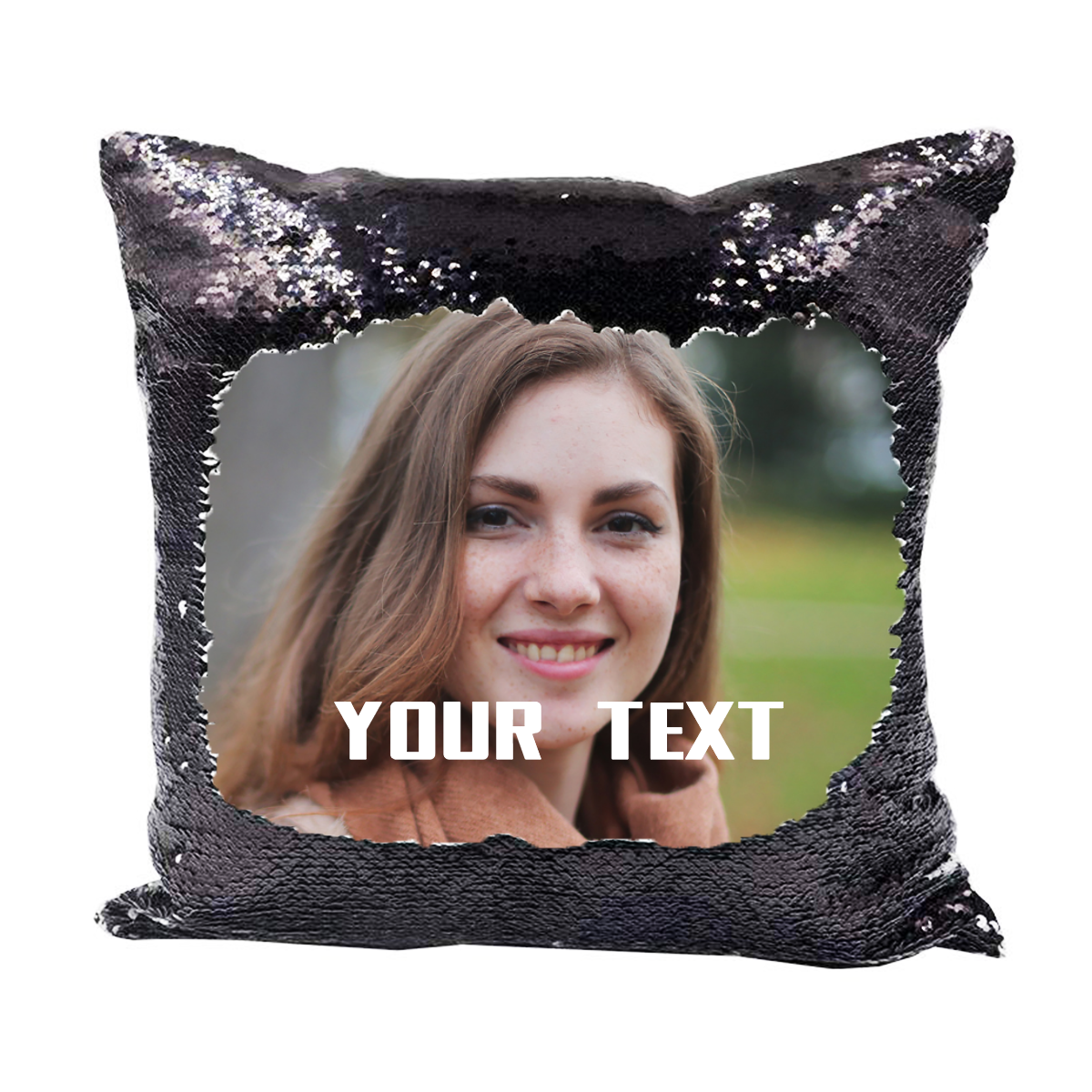 SQB2 Personalised Adult Magic Sequin Pillow Custom Mermaid pillow Home Decor (Black)
