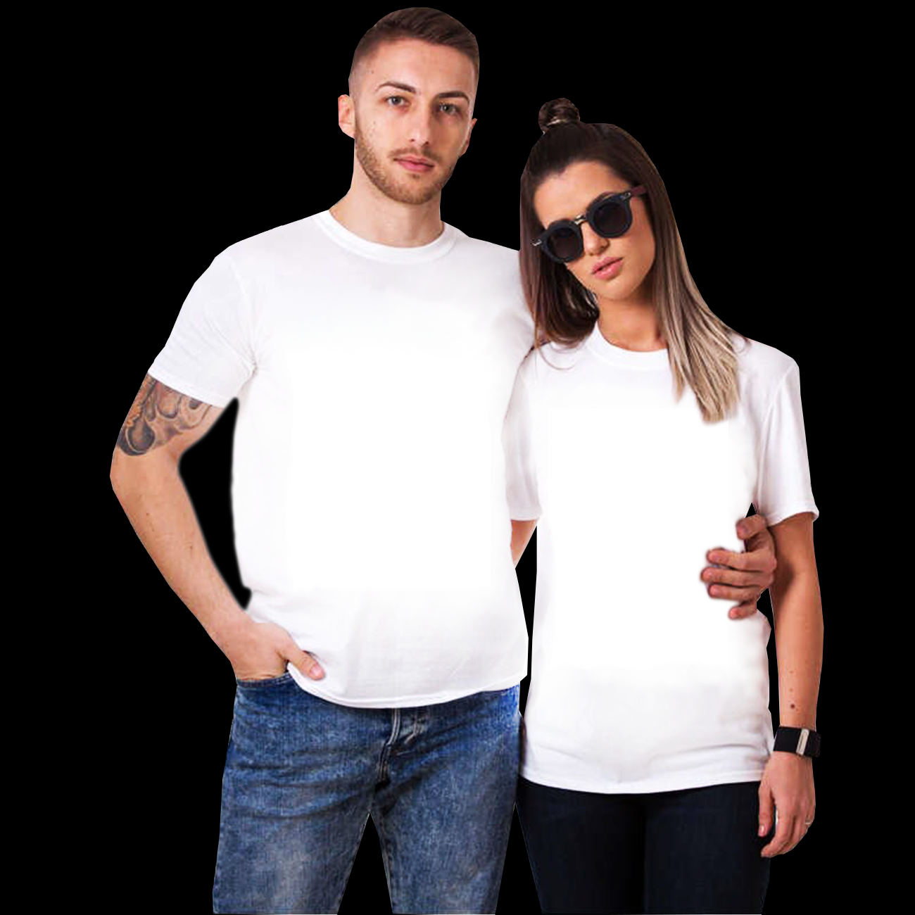 TKO21-F Personalised Unisex Crew Neck Short Sleeve T Shirt White Clothing (Couple T-shirt )