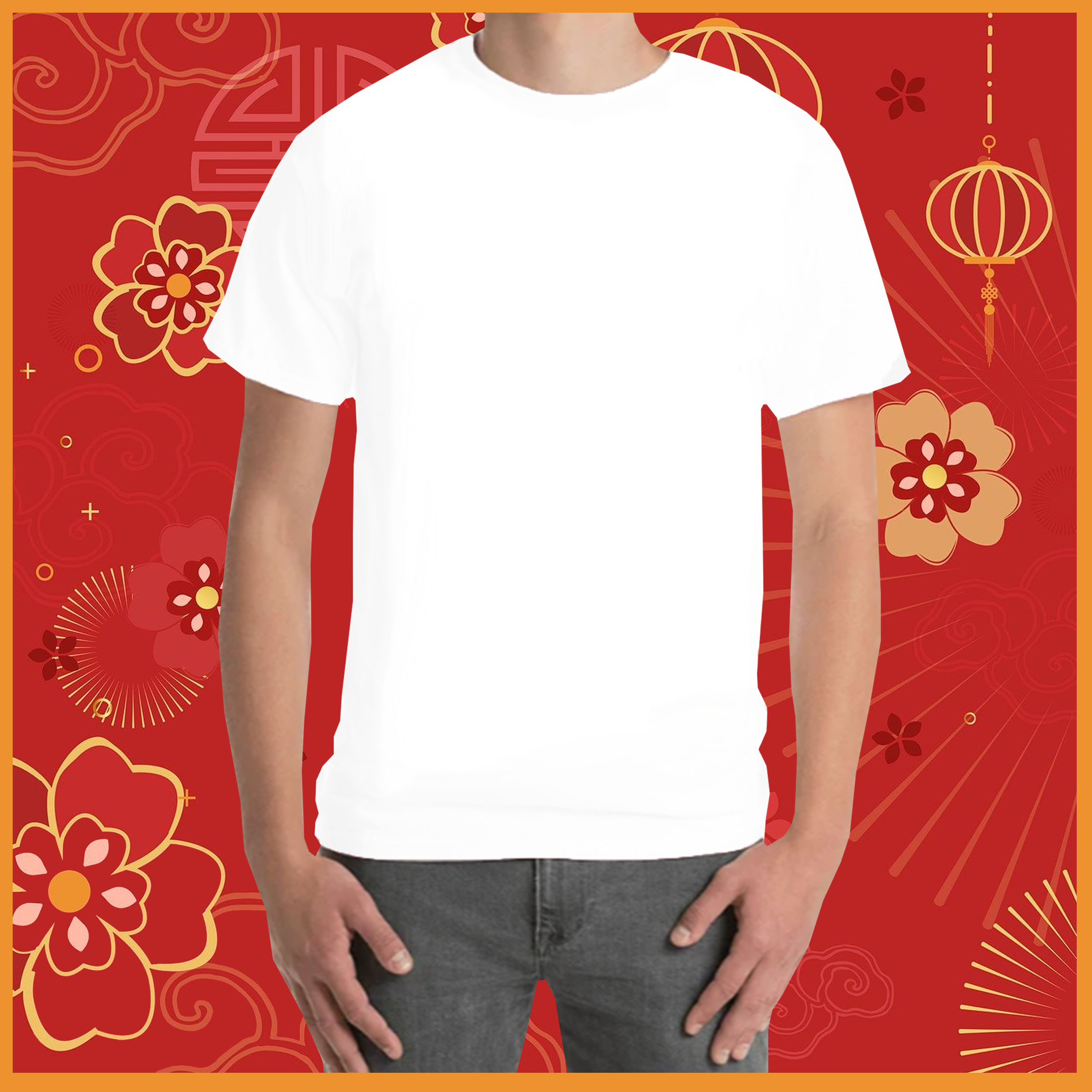 TKO21-D Personalised Unisex Crew Neck Short Sleeve T Shirt White Clothing (CHINESE STYLE)