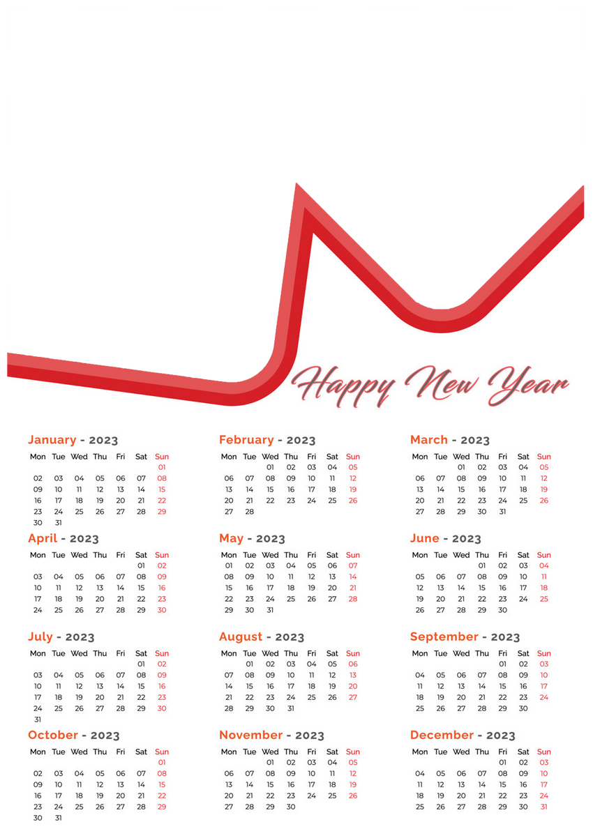 CDAR2 - HAPPY NEW YEAR Calendar 2023 TEMPLATE