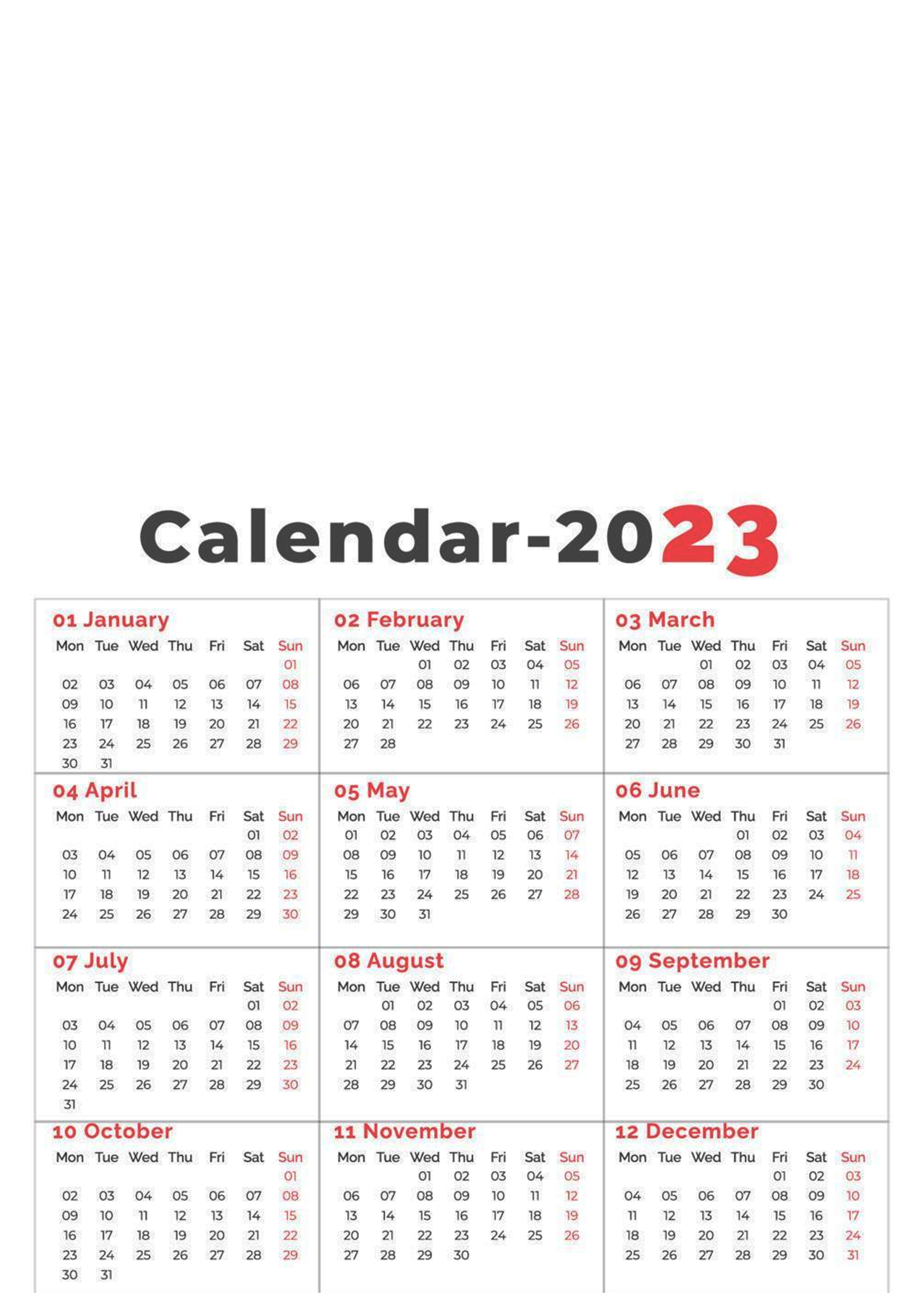 CDAR4 - HAPPY NEW YEAR Calendar 2023 TEMPLATE