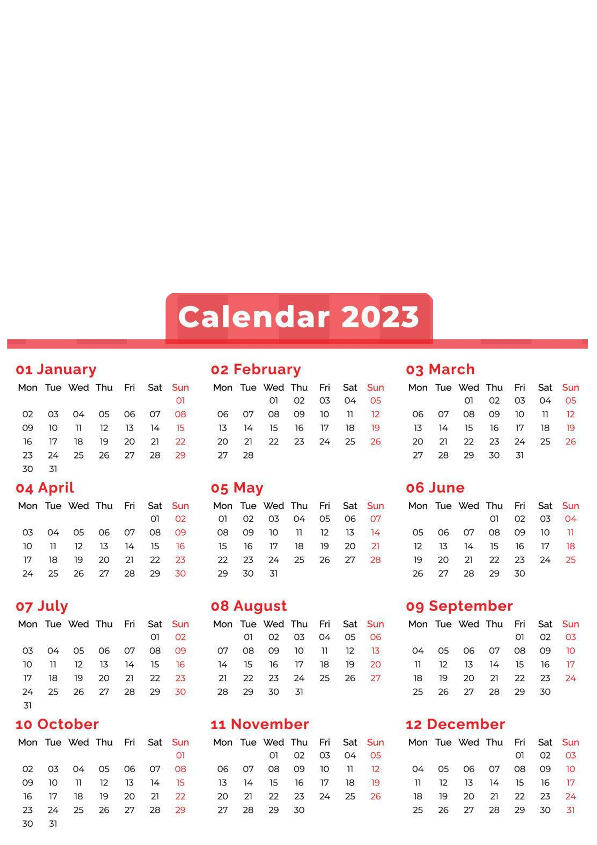 CDAR6 - HAPPY NEW YEAR Calendar 2023 TEMPLATE