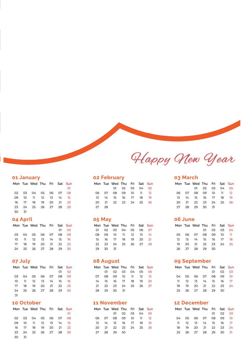 CDAR7 - HAPPY NEW YEAR Calendar 2023 TEMPLATE