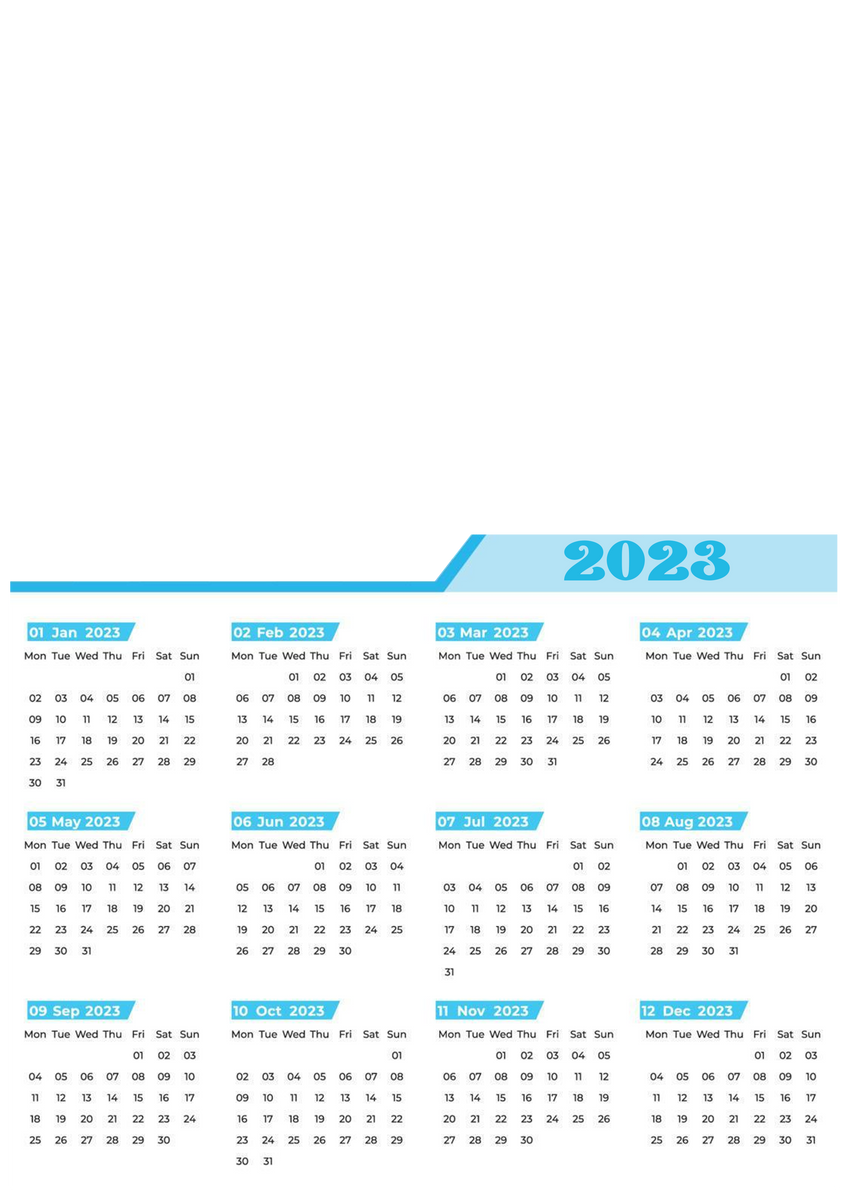 CDAR8 - HAPPY NEW YEAR Calendar 2023 TEMPLATE