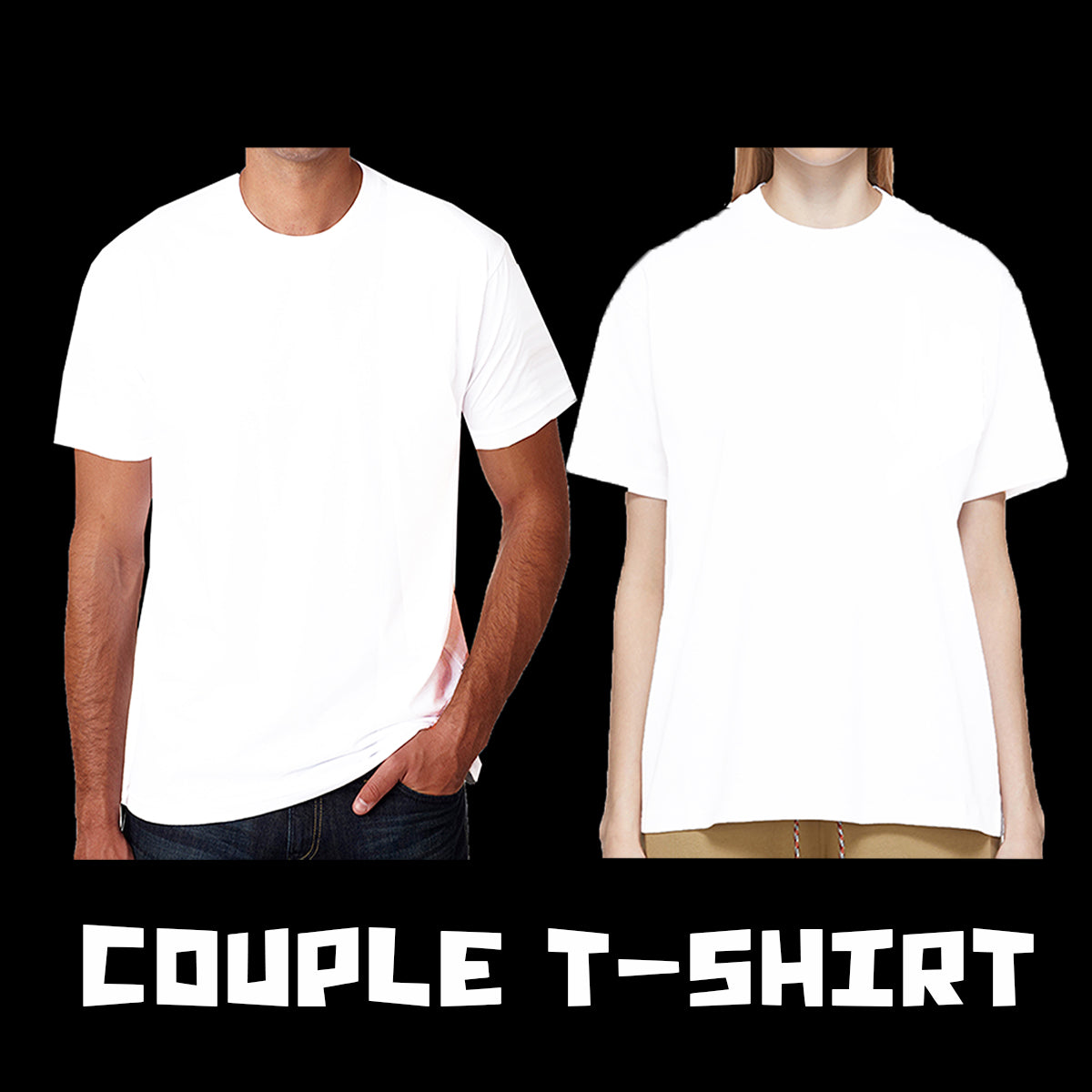 Personalised Unisex Crew Neck Short Sleeve T Shirt White Clothing (Couple T-shirt )