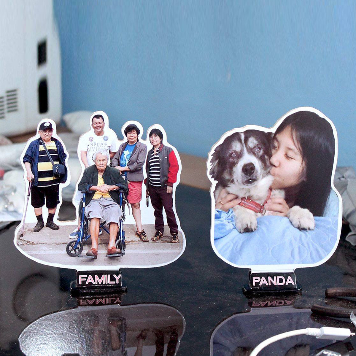 RGPH - Personalised photo wood standee DIY Home Decor	standee desk Custom Image And Add Name Free
