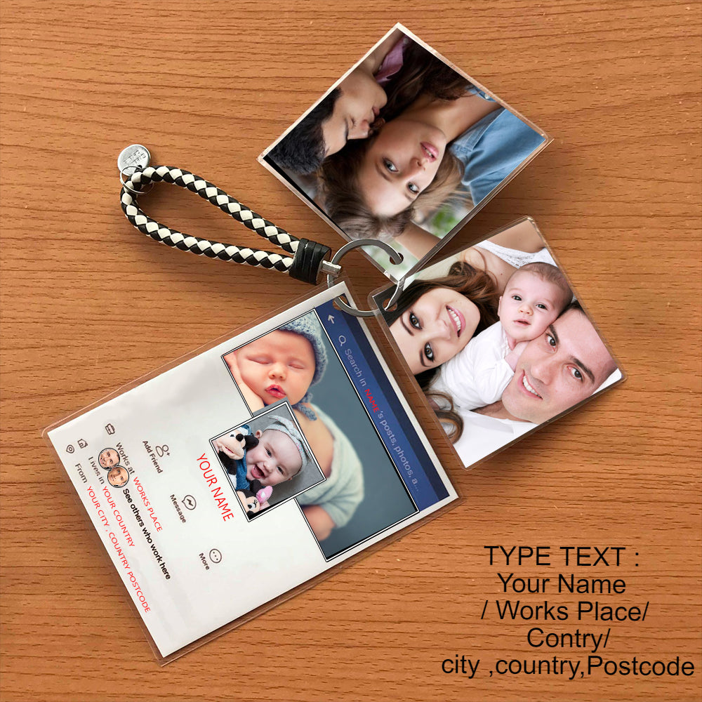 FB1 Personalised Laminated paper key chain  Accessories (Style Facebook)