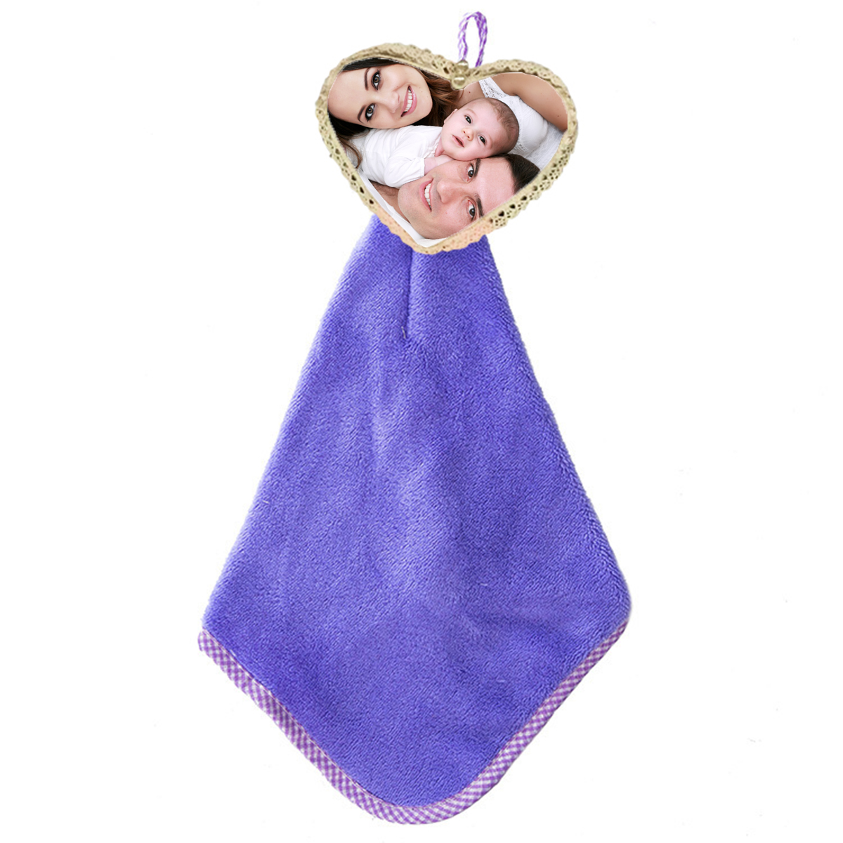 TW2 Personalised Hand Towel Heart Printing For Kid Microfiber Hand Dry Towel Home Decor (Purple)