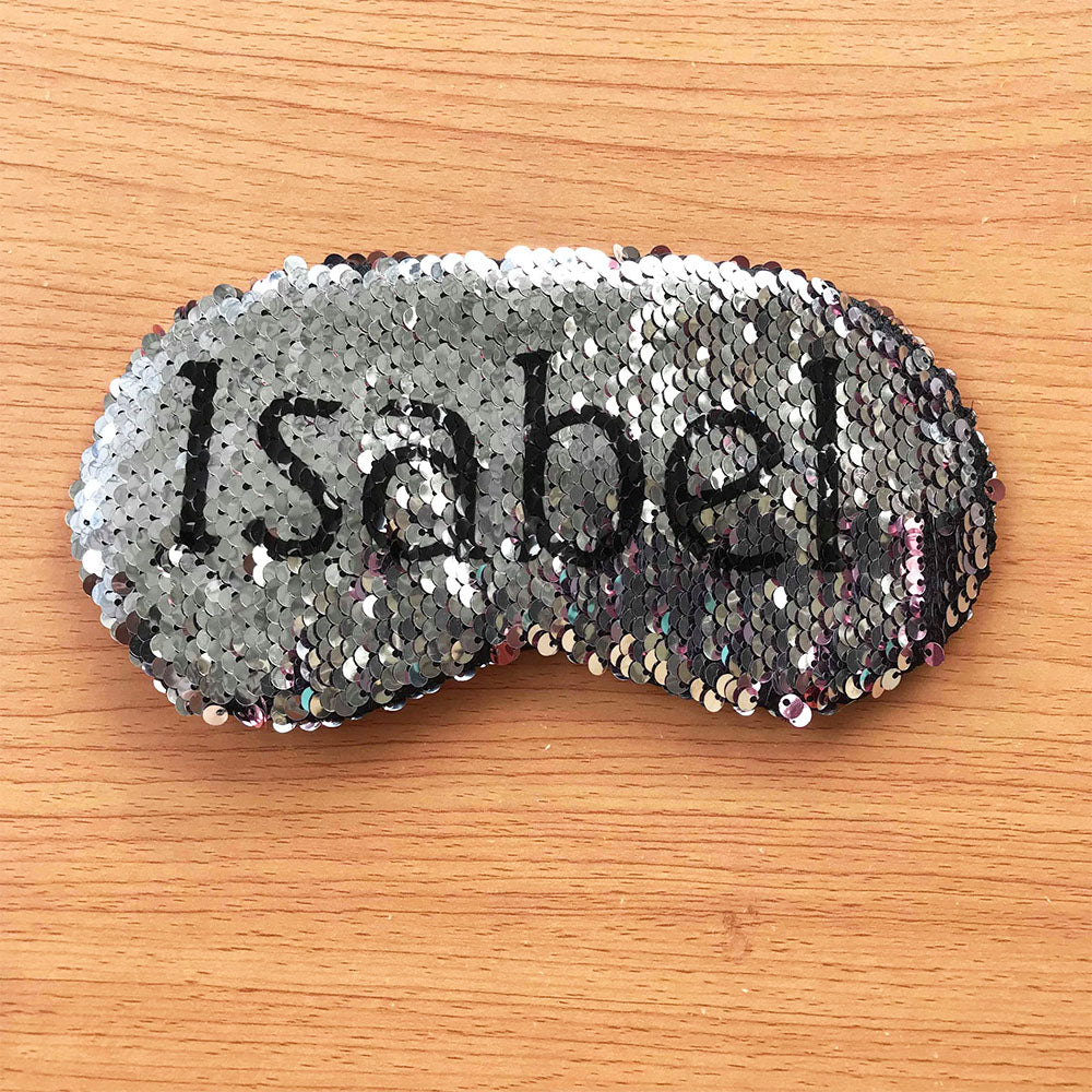 SQ1 Personalised Adult Magic Sequin eye sleep mask ADD Name - Text Accessories